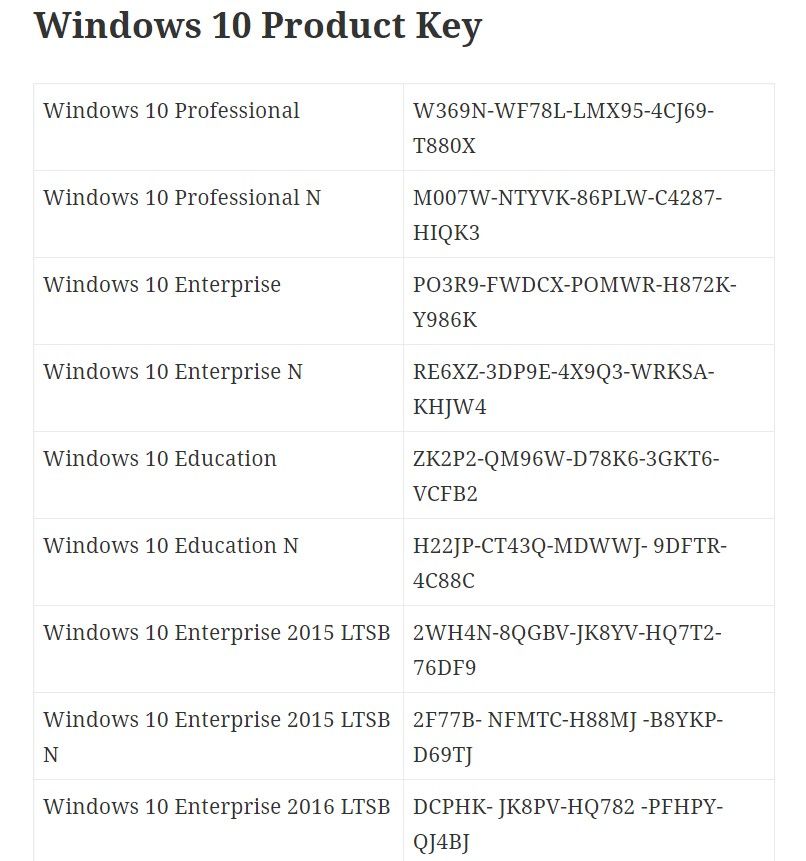 asus windows 10 product key